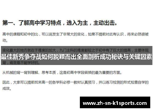 最佳新秀争夺战如何脱颖而出全面剖析成功秘诀与关键因素 最佳新秀争夺战如何脱颖而出全面剖析成功秘诀与关键因素